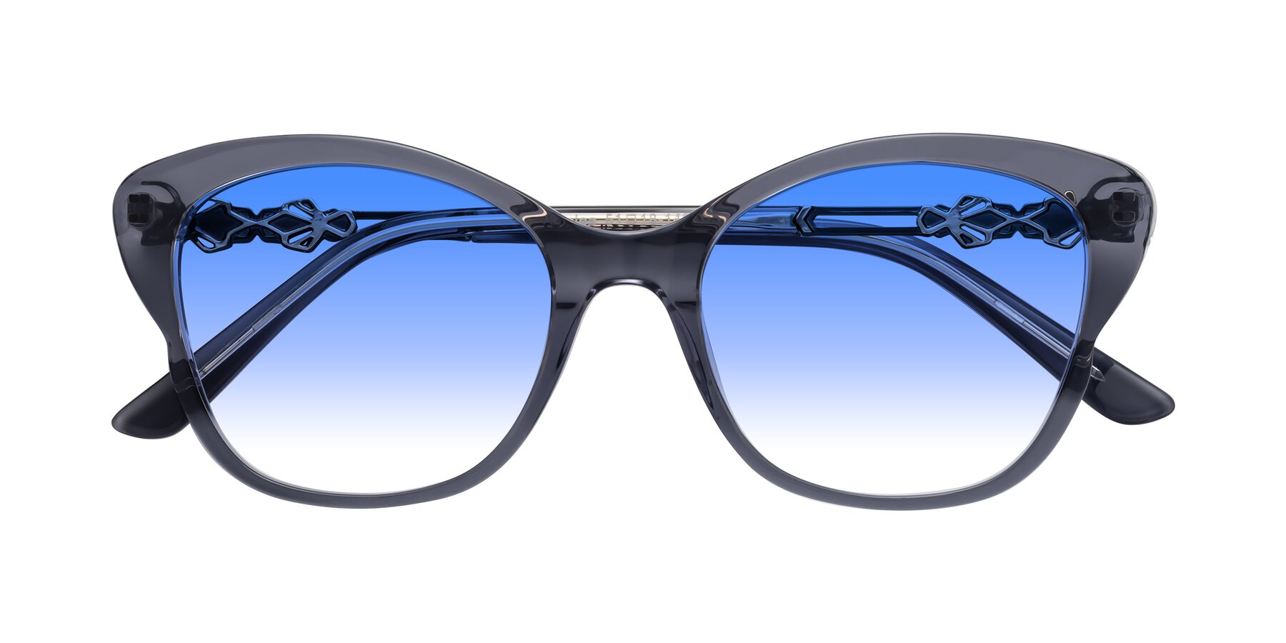 Folded Front of Azalea in Blue Gray with Blue Gradient Lenses