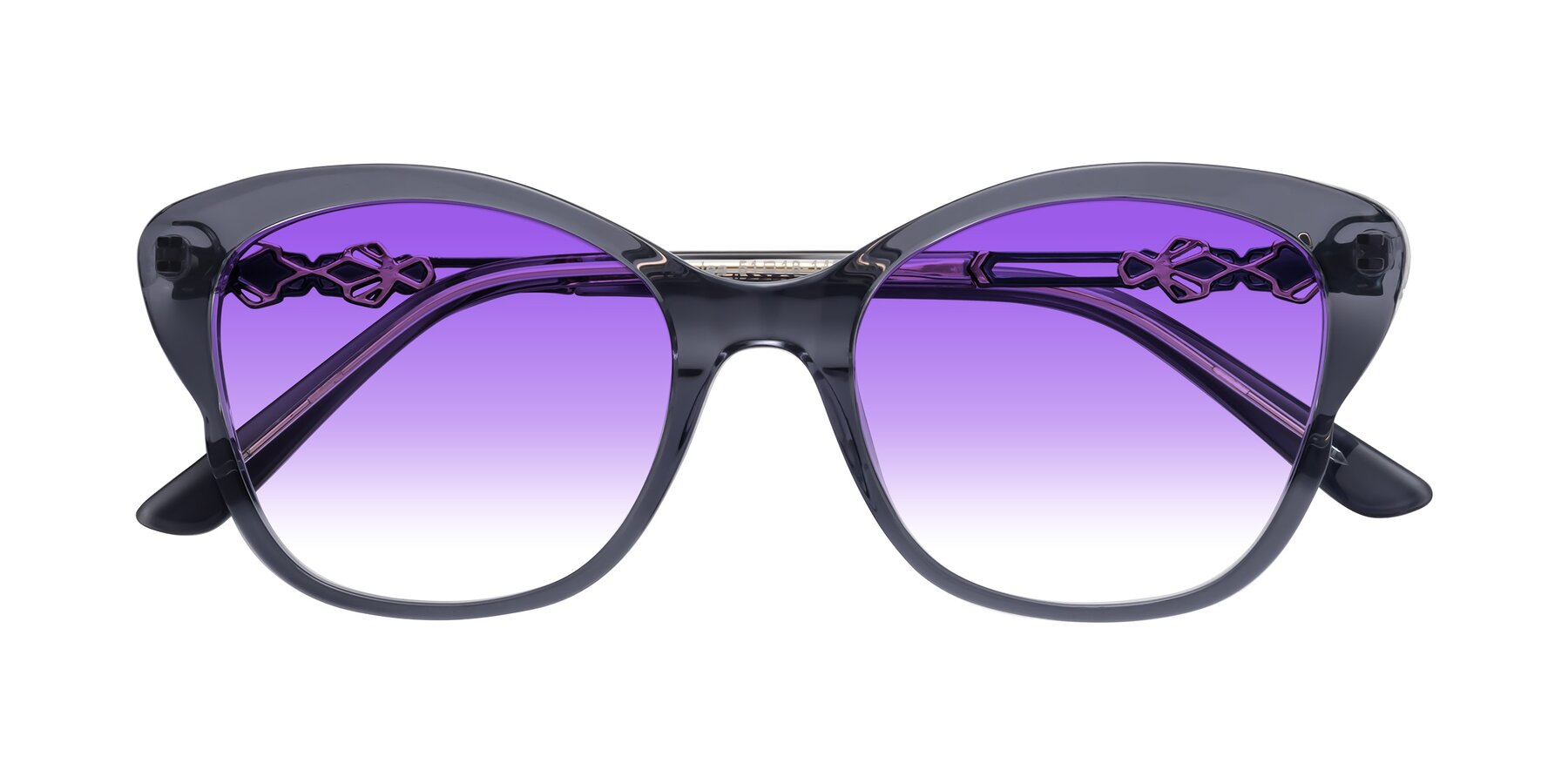 Folded Front of Azalea in Blue Gray with Purple Gradient Lenses