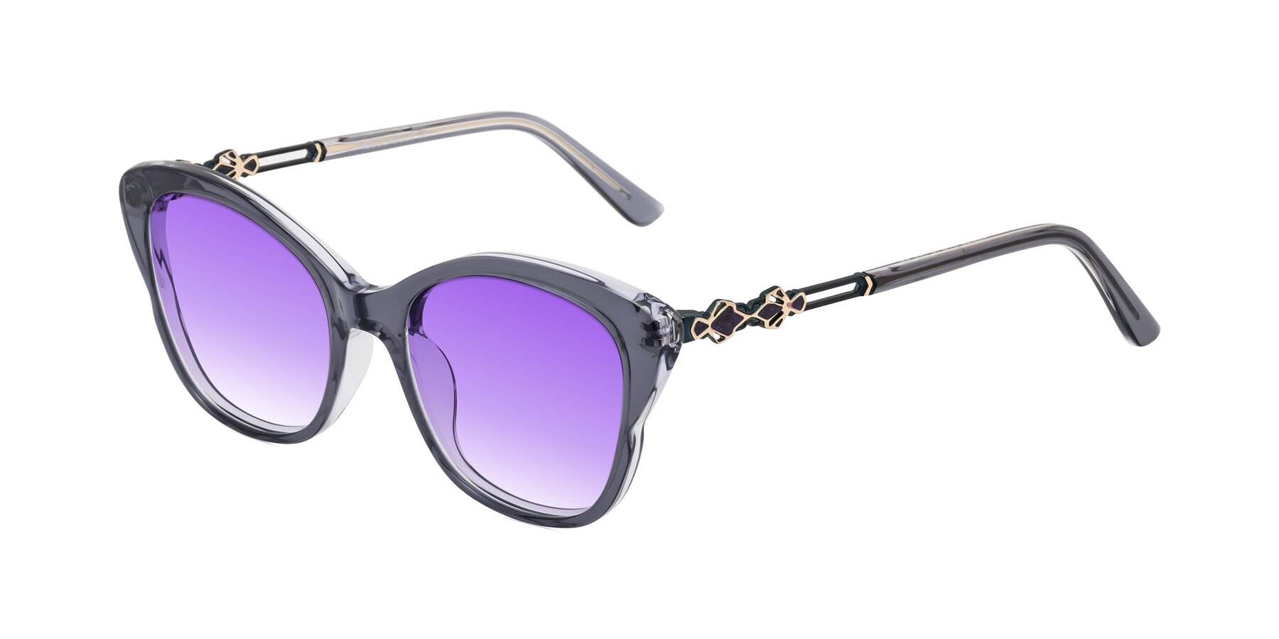 Angle of Azalea in Blue Gray with Purple Gradient Lenses