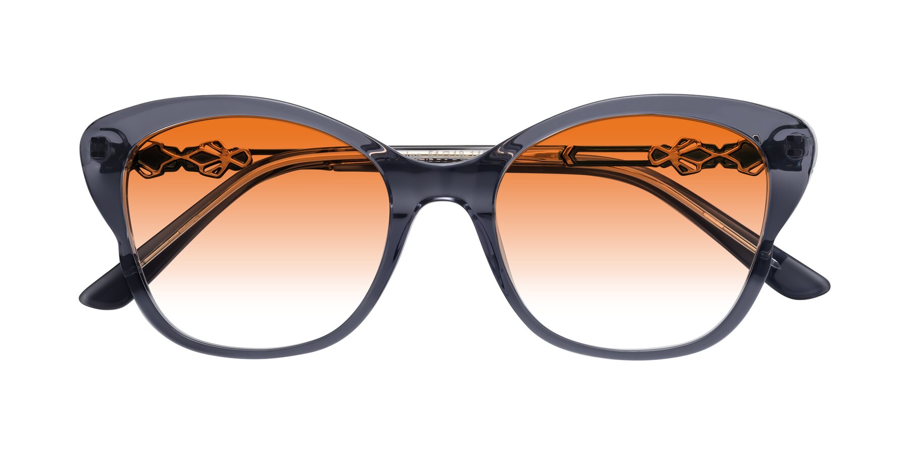 Folded Front of Azalea in Blue Gray with Orange Gradient Lenses