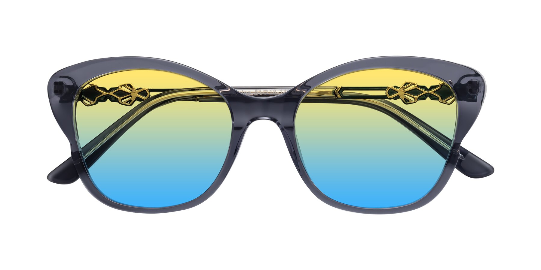 Folded Front of Azalea in Blue Gray with Yellow / Blue Gradient Lenses