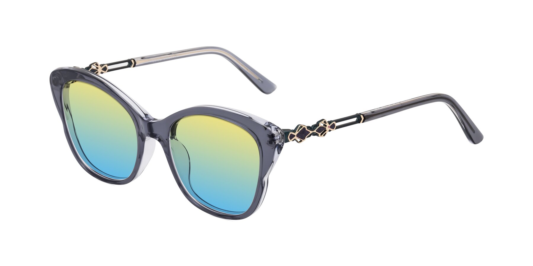 Angle of Azalea in Blue Gray with Yellow / Blue Gradient Lenses