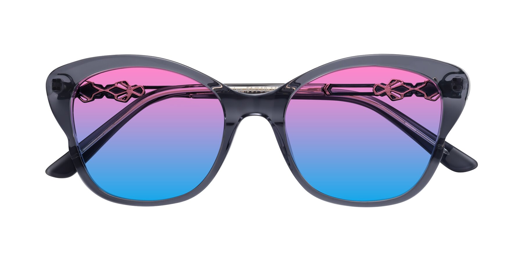 Folded Front of Azalea in Blue Gray with Pink / Blue Gradient Lenses