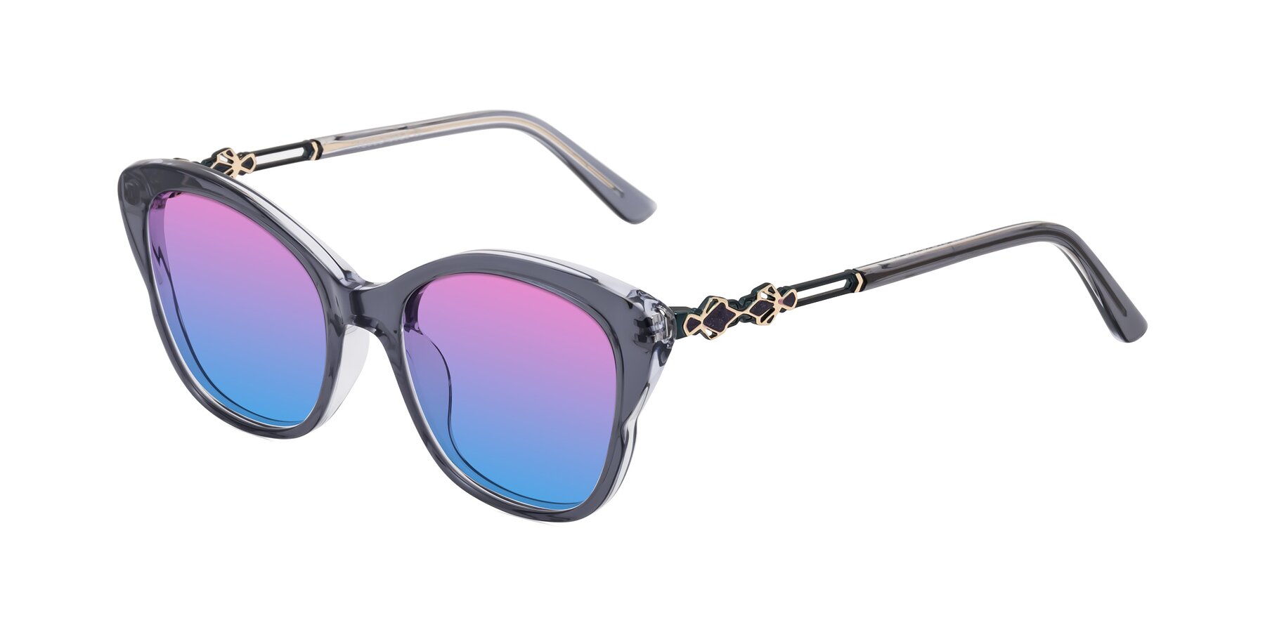 Angle of Azalea in Blue Gray with Pink / Blue Gradient Lenses