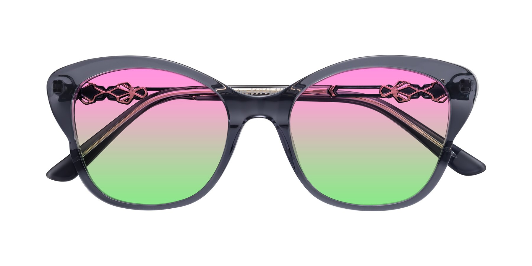 Folded Front of Azalea in Blue Gray with Pink / Green Gradient Lenses