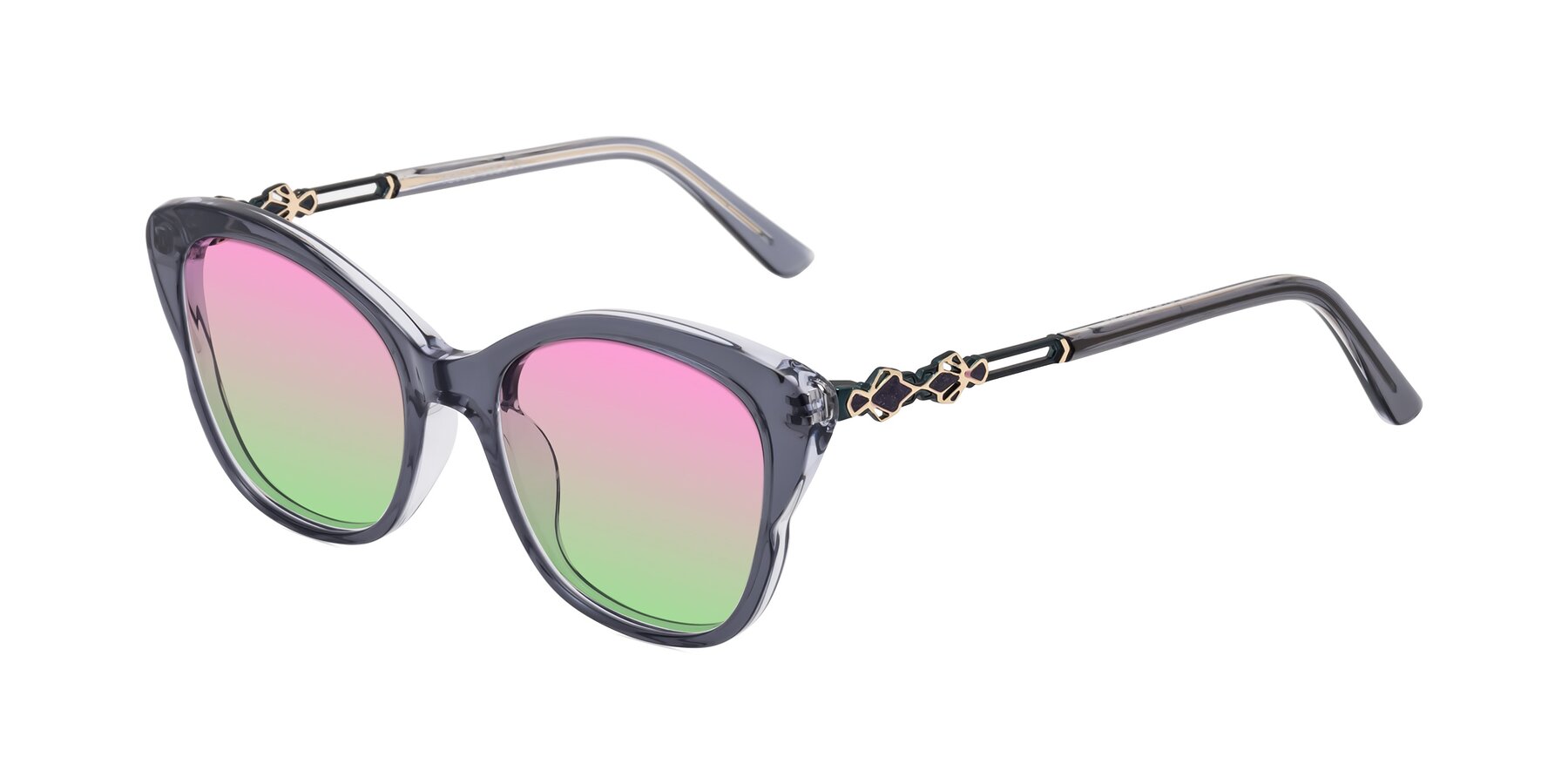 Angle of Azalea in Blue Gray with Pink / Green Gradient Lenses