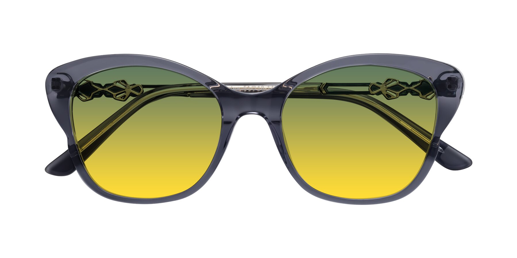 Folded Front of Azalea in Blue Gray with Green / Yellow Gradient Lenses