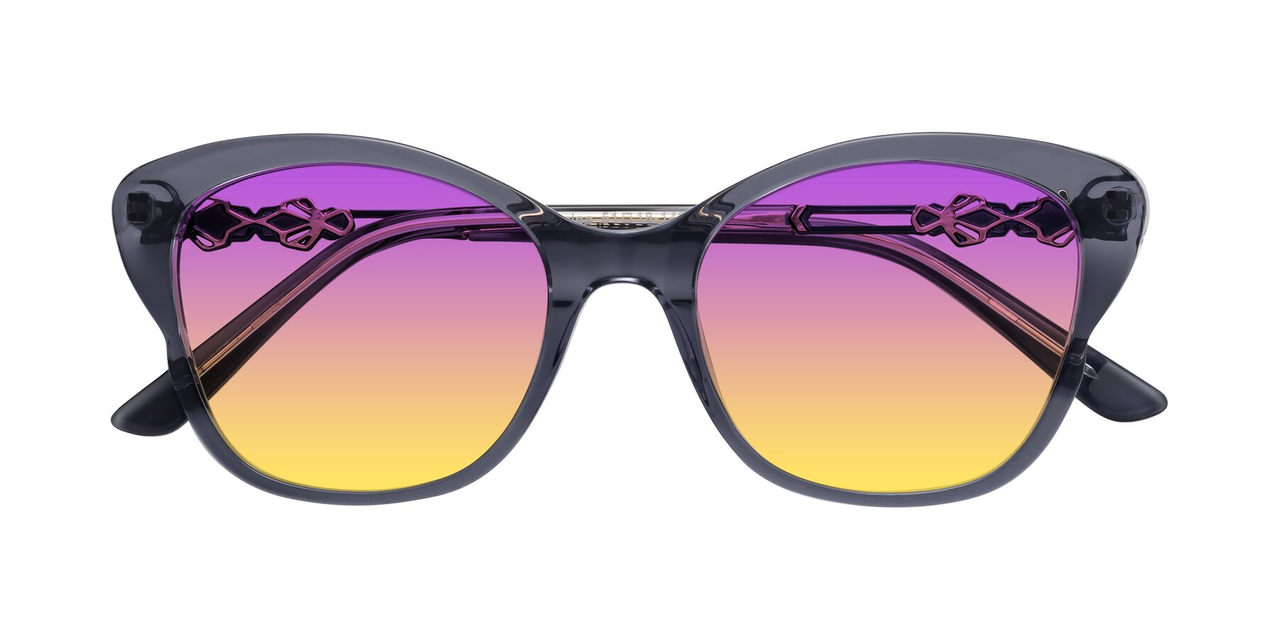 Folded Front of Azalea in Blue Gray with Purple / Yellow Gradient Lenses