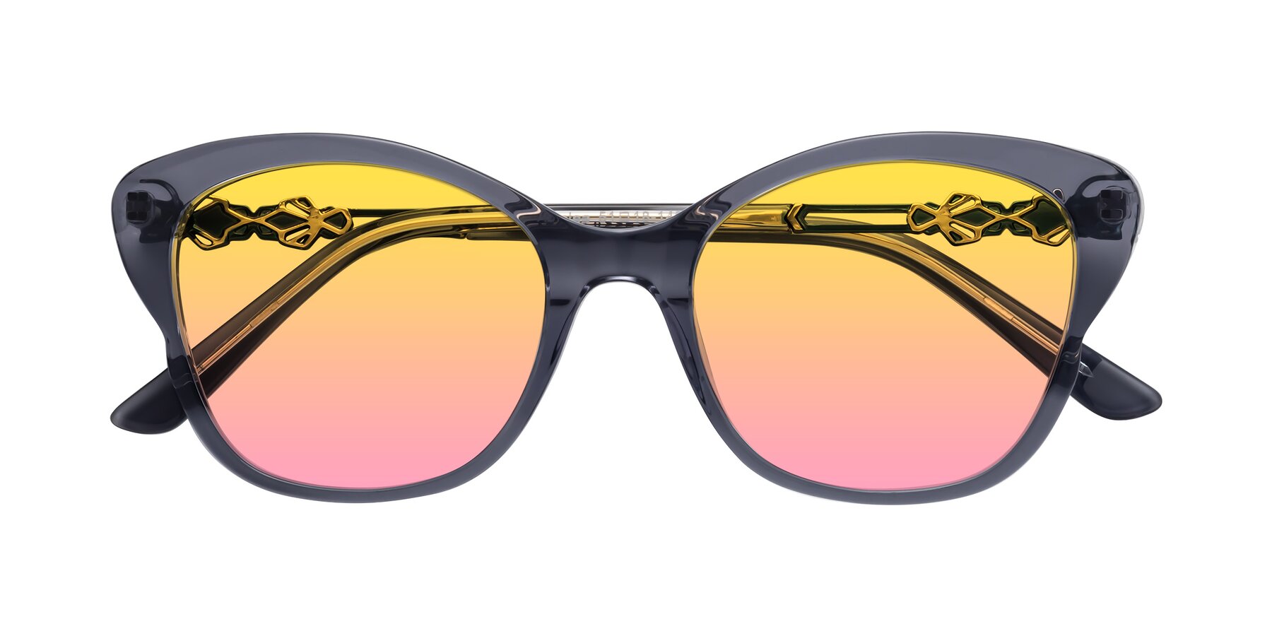 Folded Front of Azalea in Blue Gray with Yellow / Pink Gradient Lenses