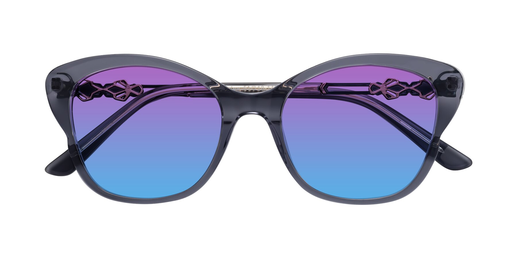 Folded Front of Azalea in Blue Gray with Purple / Blue Gradient Lenses