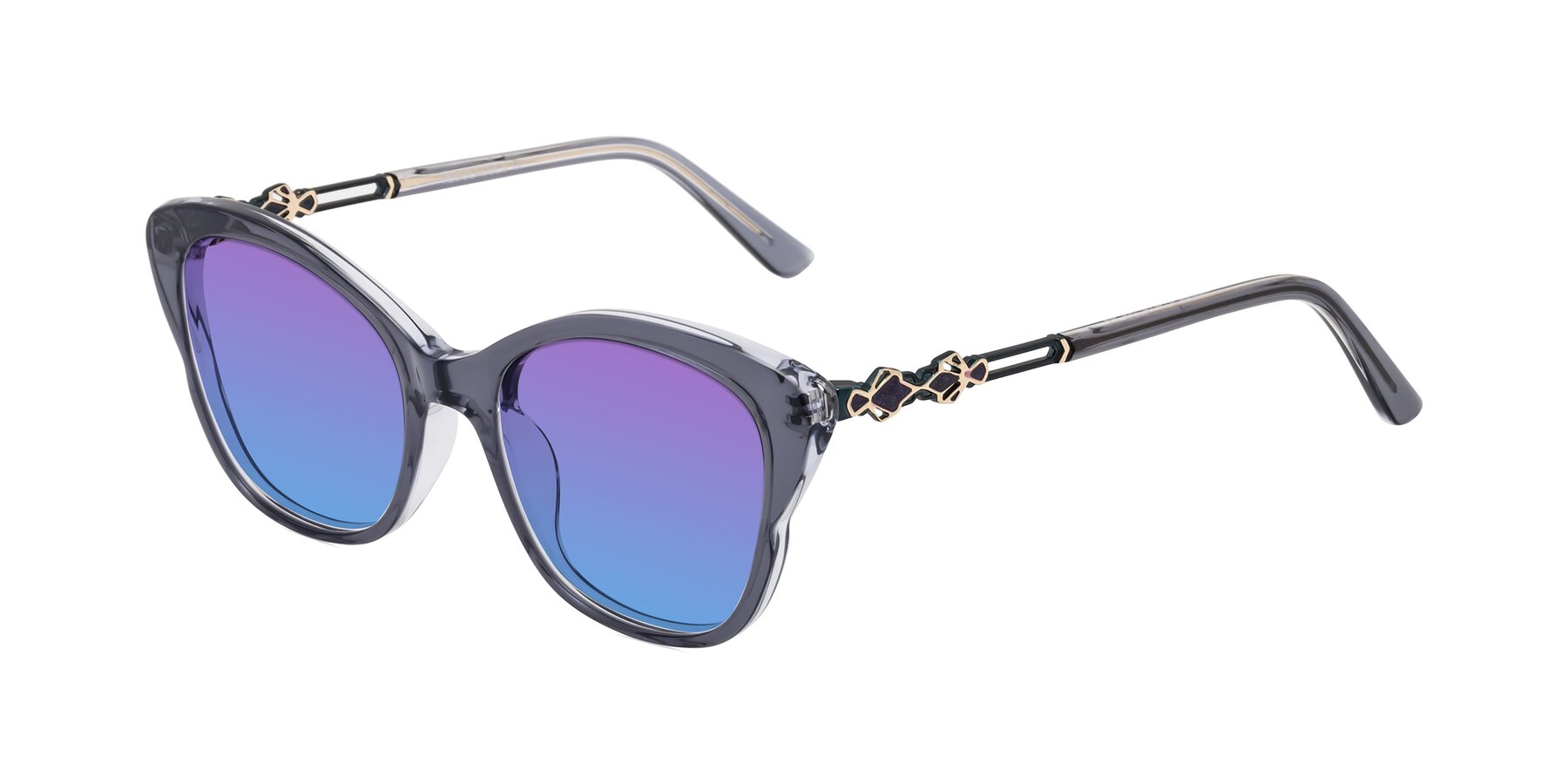 Angle of Azalea in Blue Gray with Purple / Blue Gradient Lenses