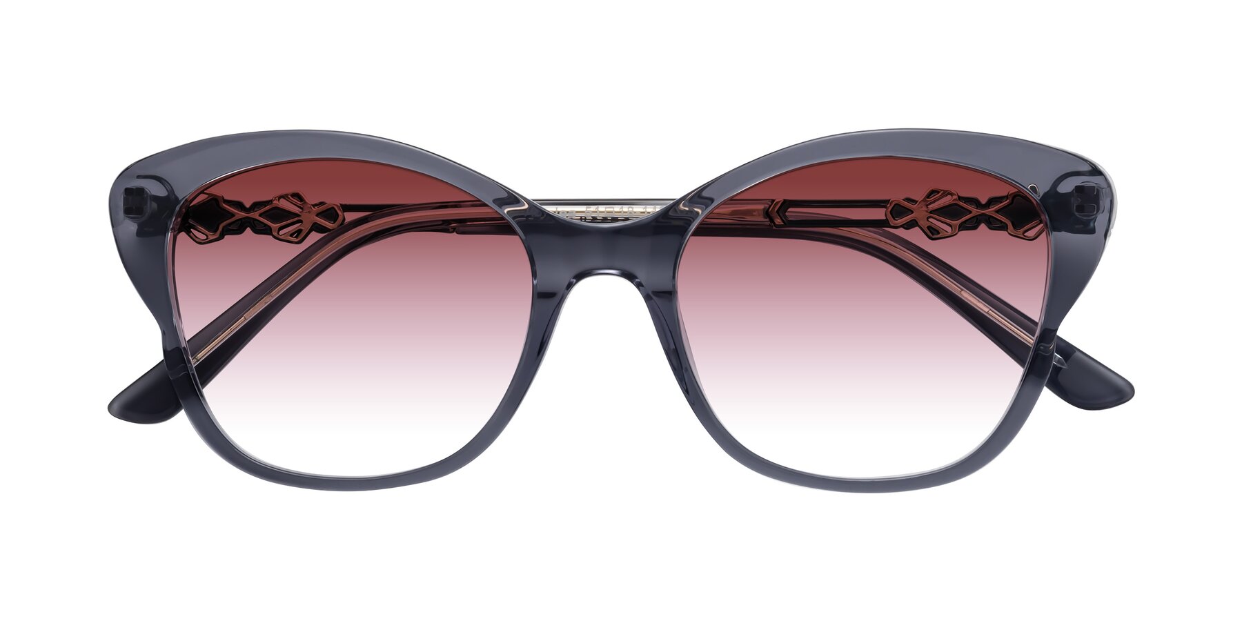 Folded Front of Azalea in Blue Gray with Garnet Gradient Lenses