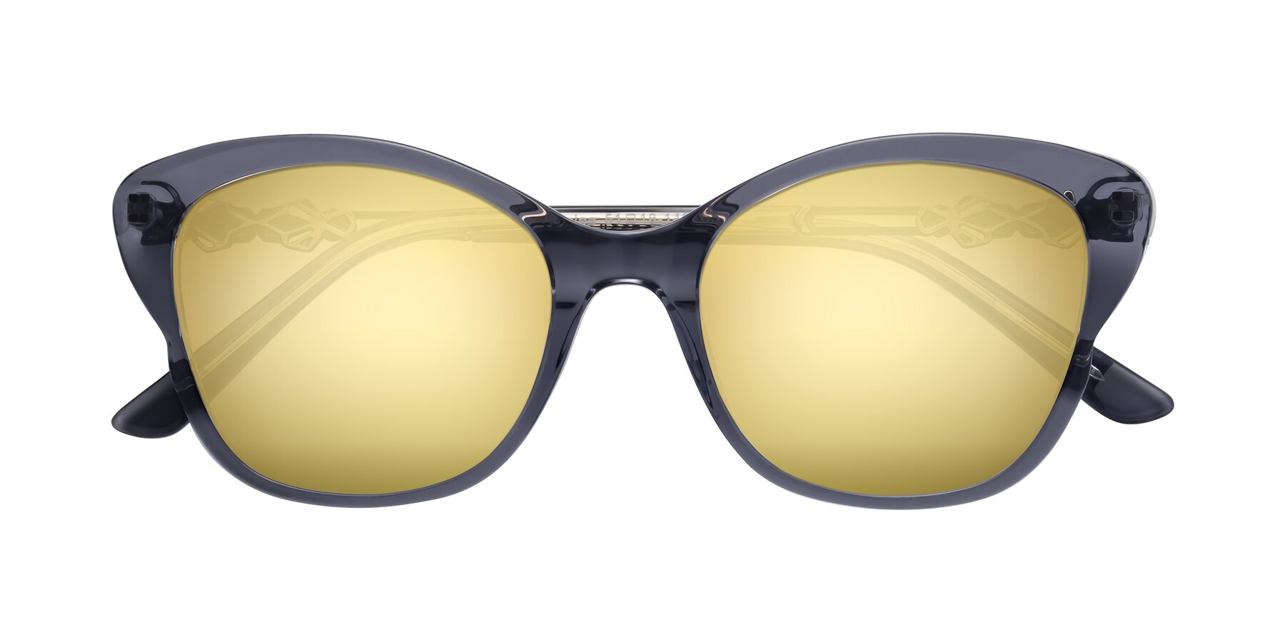 Folded Front of Azalea in Blue Gray with Gold Mirrored Lenses