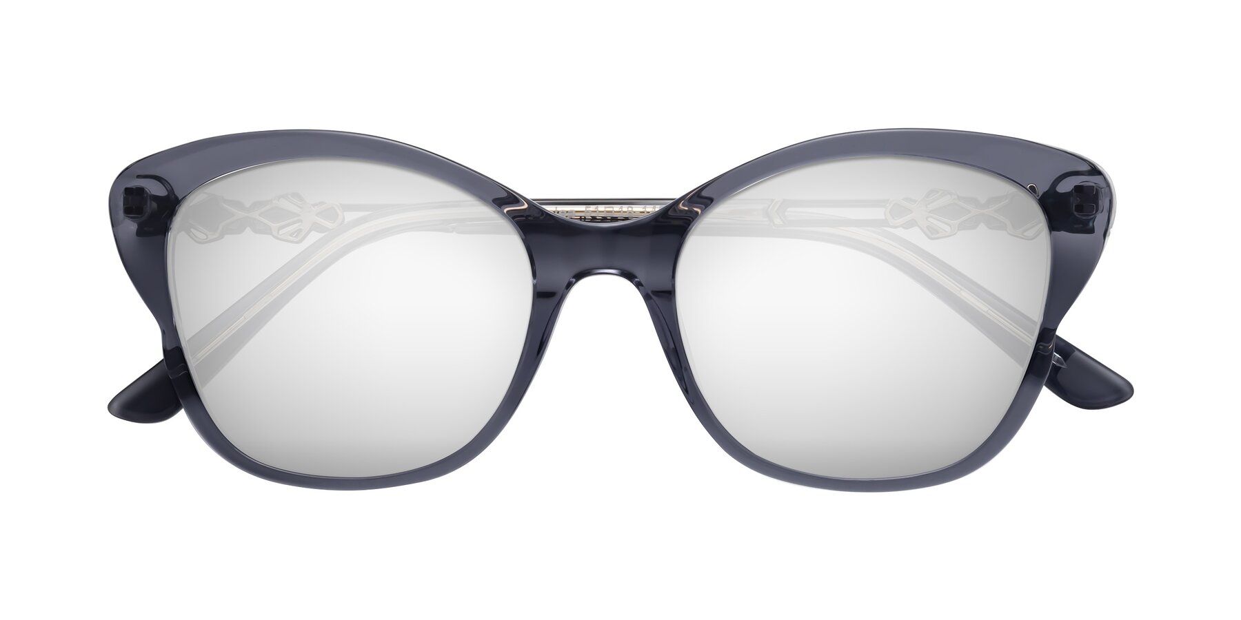 Folded Front of Azalea in Blue Gray with Silver Mirrored Lenses