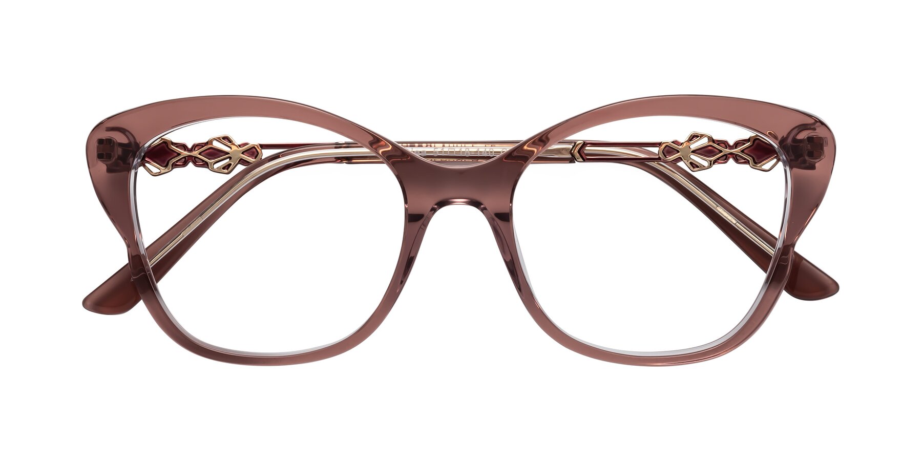 Folded Front of Azalea in Mauve Taupe with Clear Eyeglass Lenses