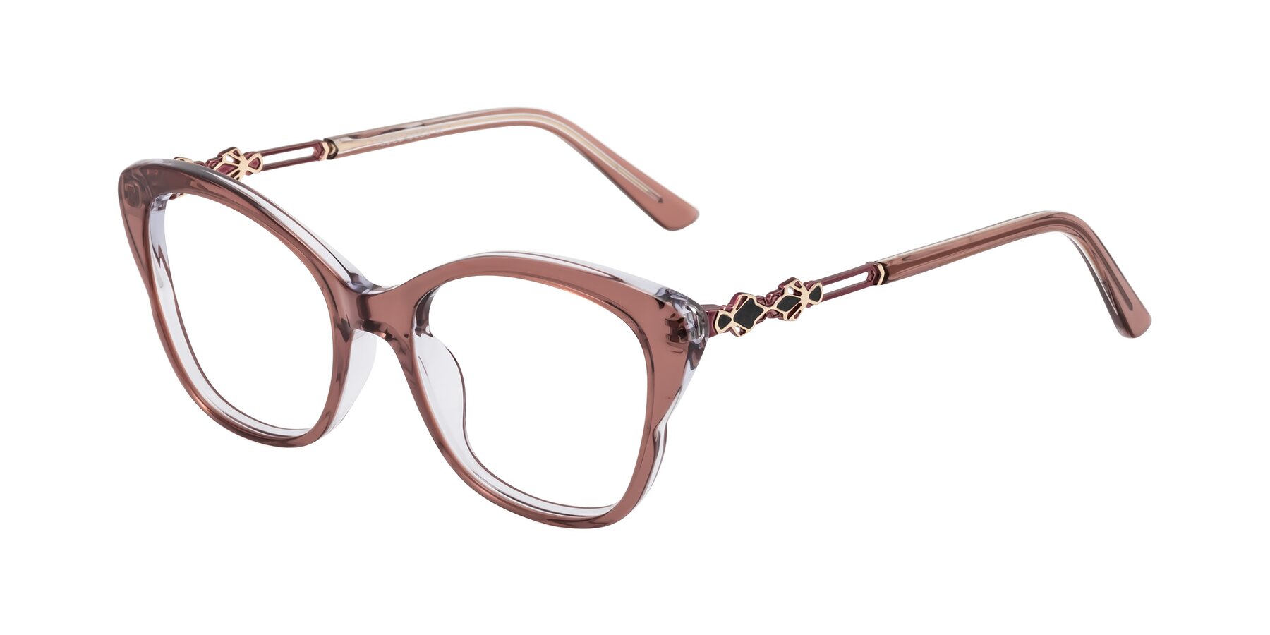 Angle of Azalea in Mauve Taupe with Clear Eyeglass Lenses