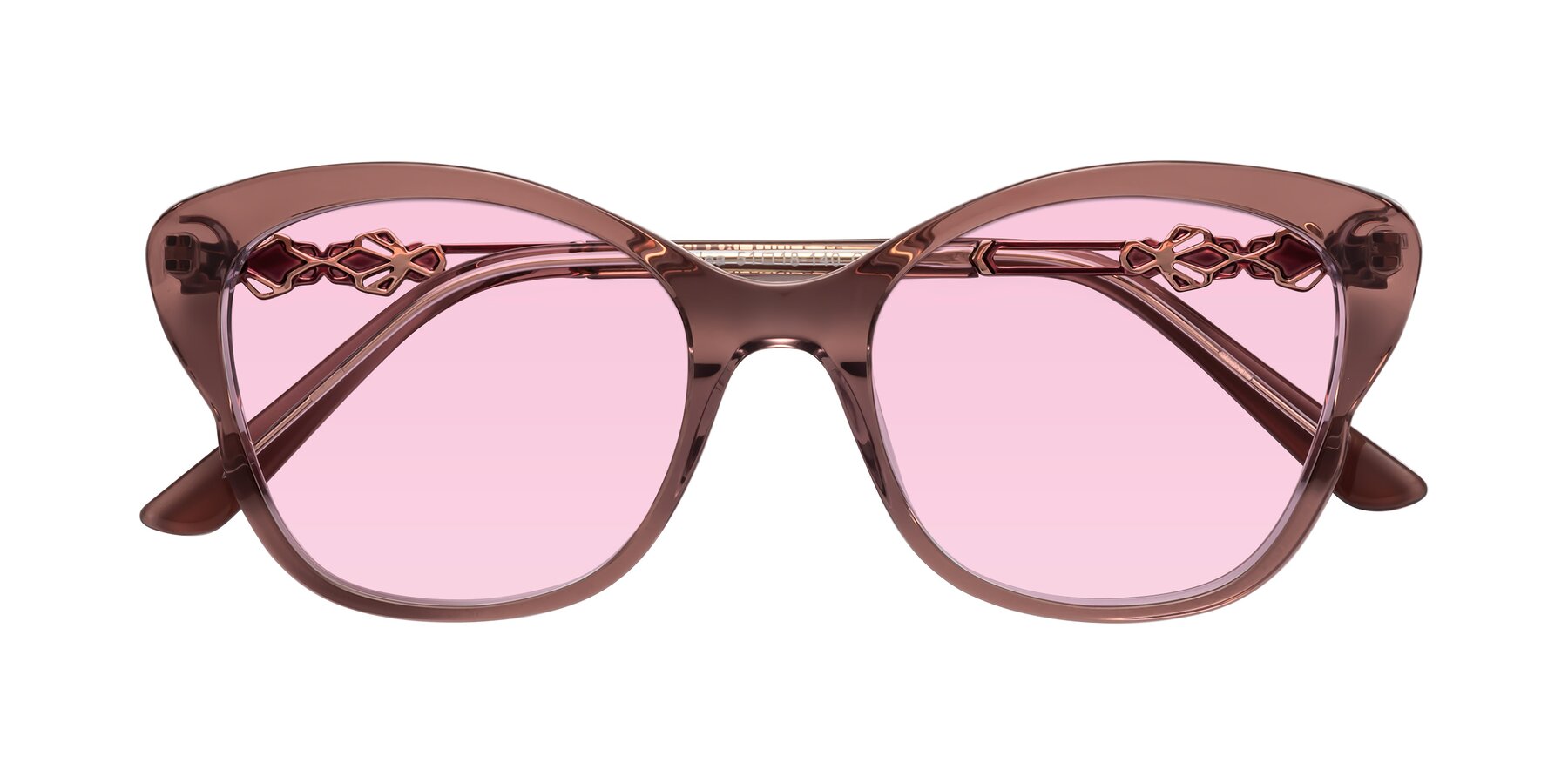 Folded Front of Azalea in Mauve Taupe with Light Pink Tinted Lenses