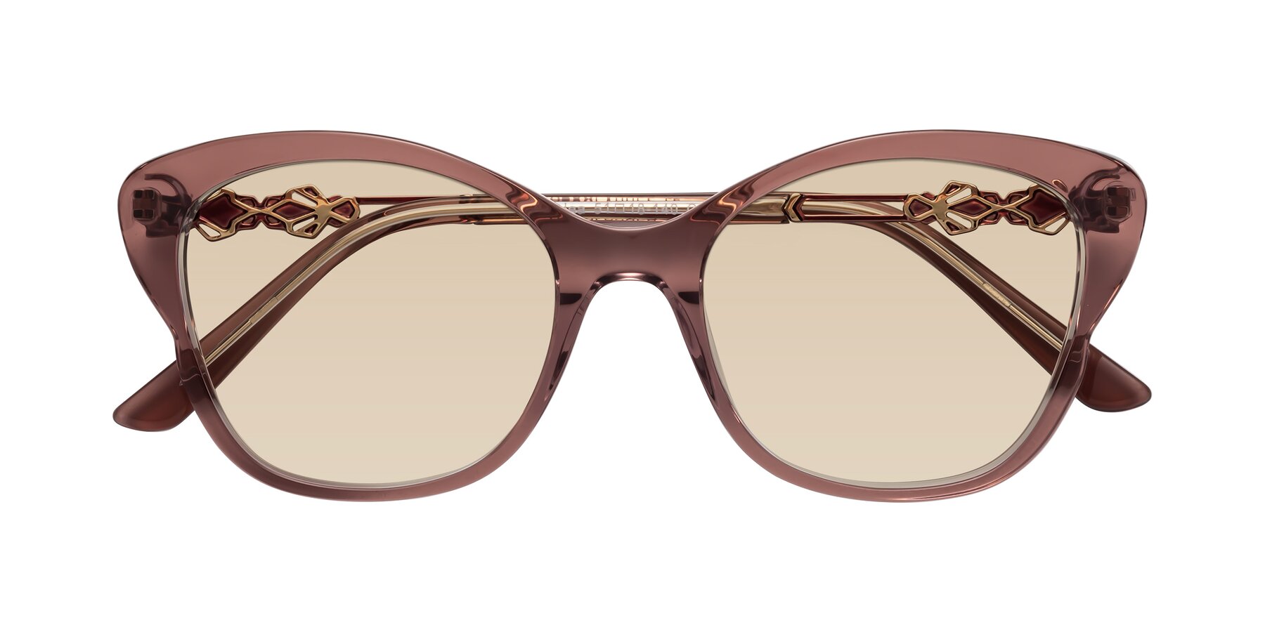 Folded Front of Azalea in Mauve Taupe with Light Brown Tinted Lenses