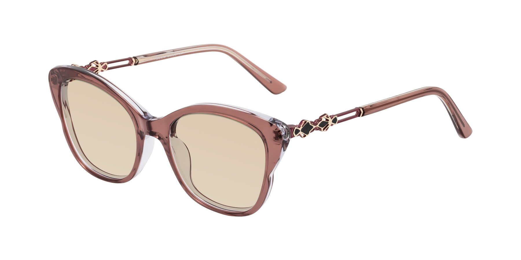 Angle of Azalea in Mauve Taupe with Light Brown Tinted Lenses