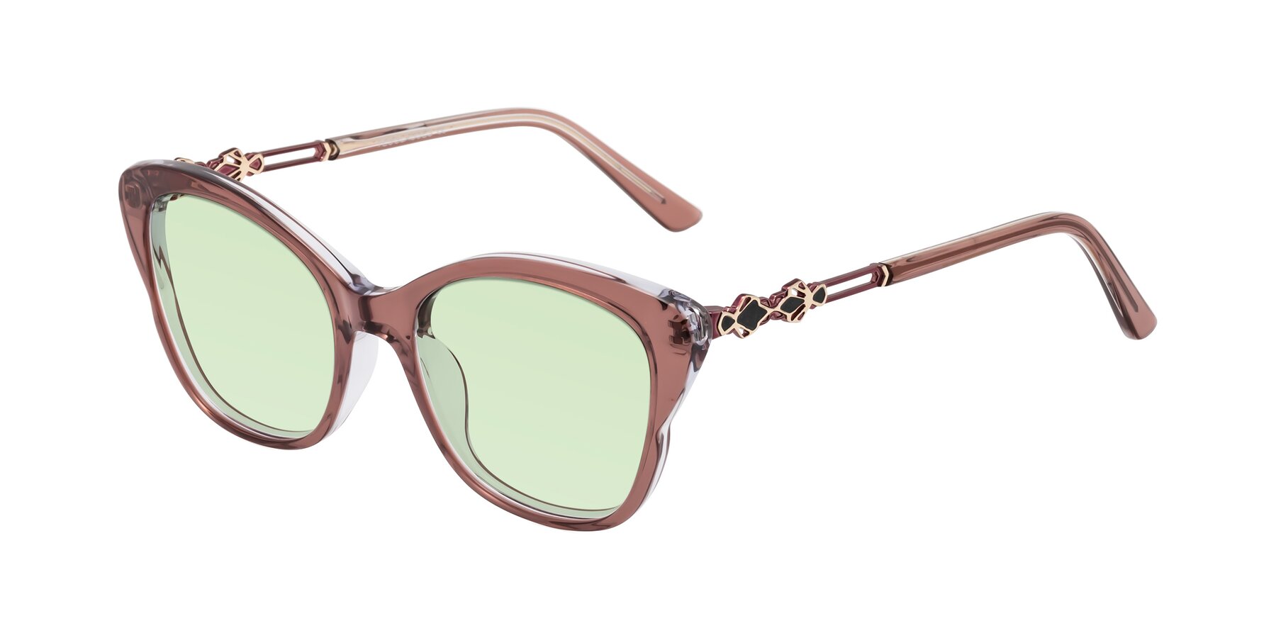 Angle of Azalea in Mauve Taupe with Light Green Tinted Lenses