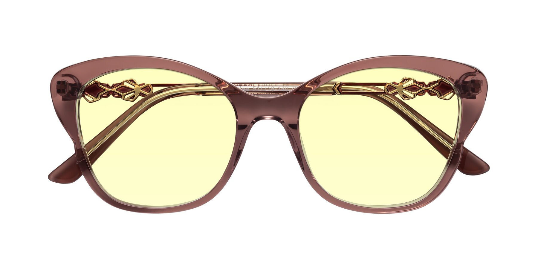 Folded Front of Azalea in Mauve Taupe with Light Yellow Tinted Lenses