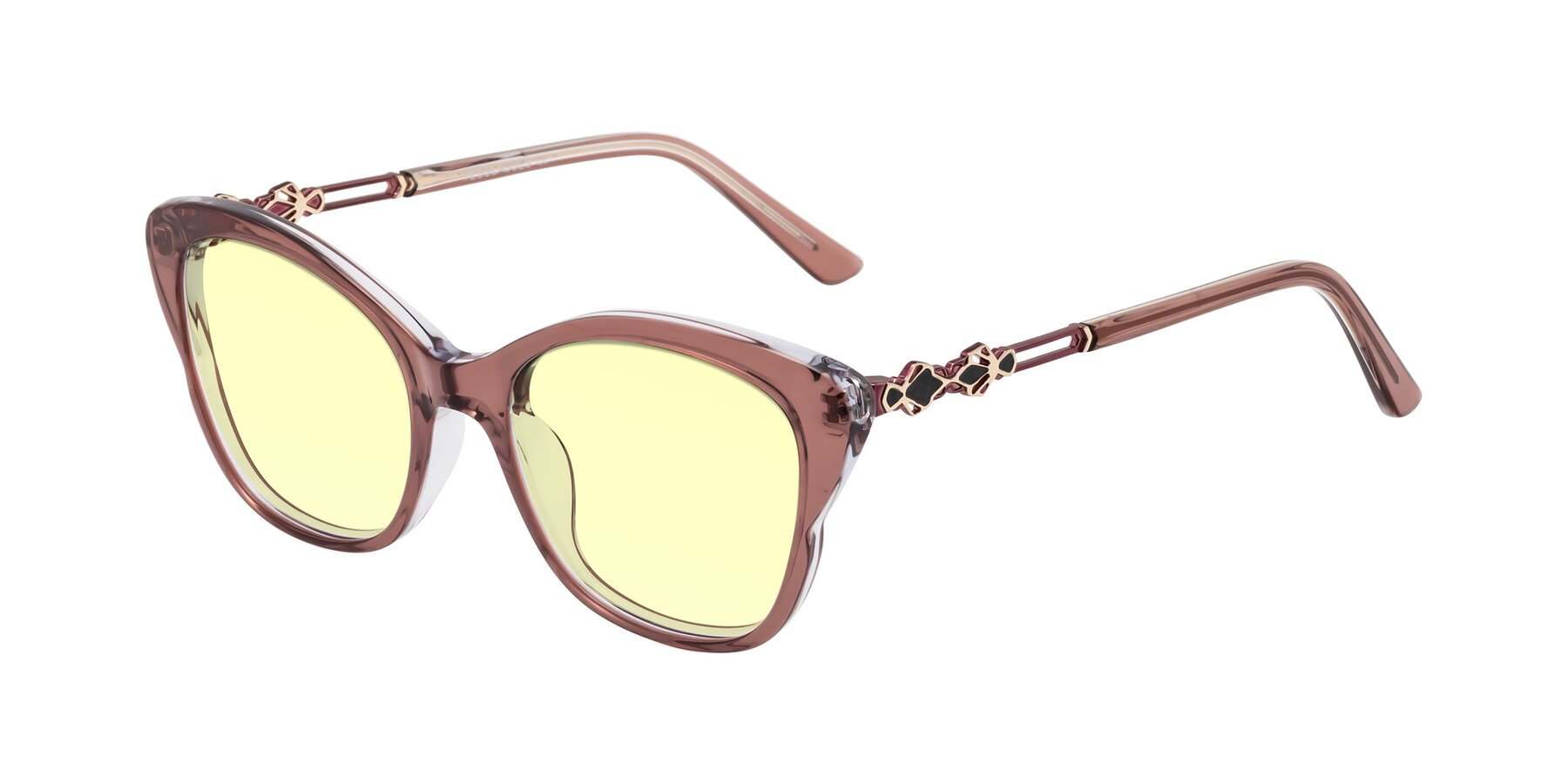 Angle of Azalea in Mauve Taupe with Light Yellow Tinted Lenses