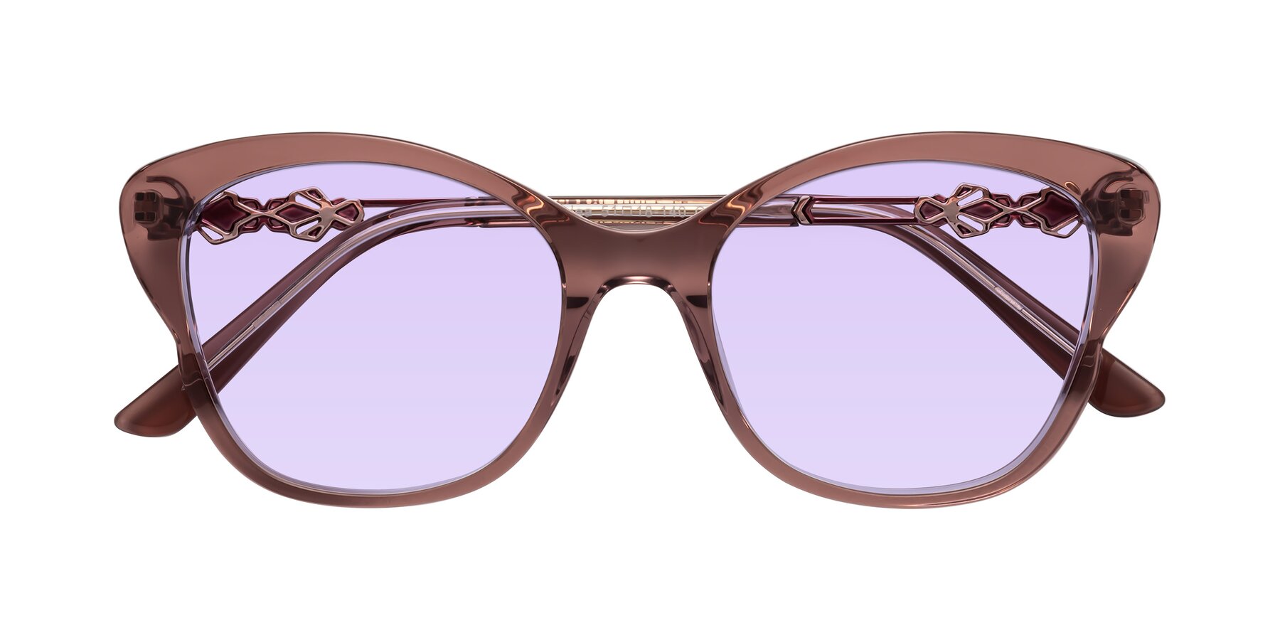 Folded Front of Azalea in Mauve Taupe with Light Purple Tinted Lenses