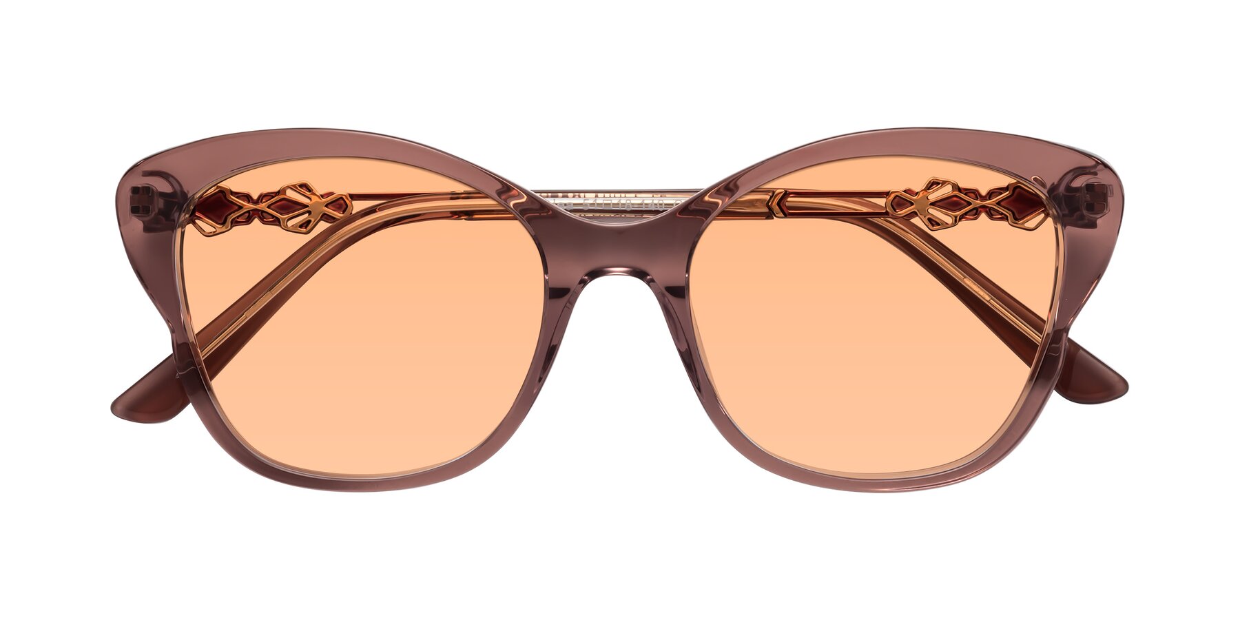 Folded Front of Azalea in Mauve Taupe with Light Orange Tinted Lenses