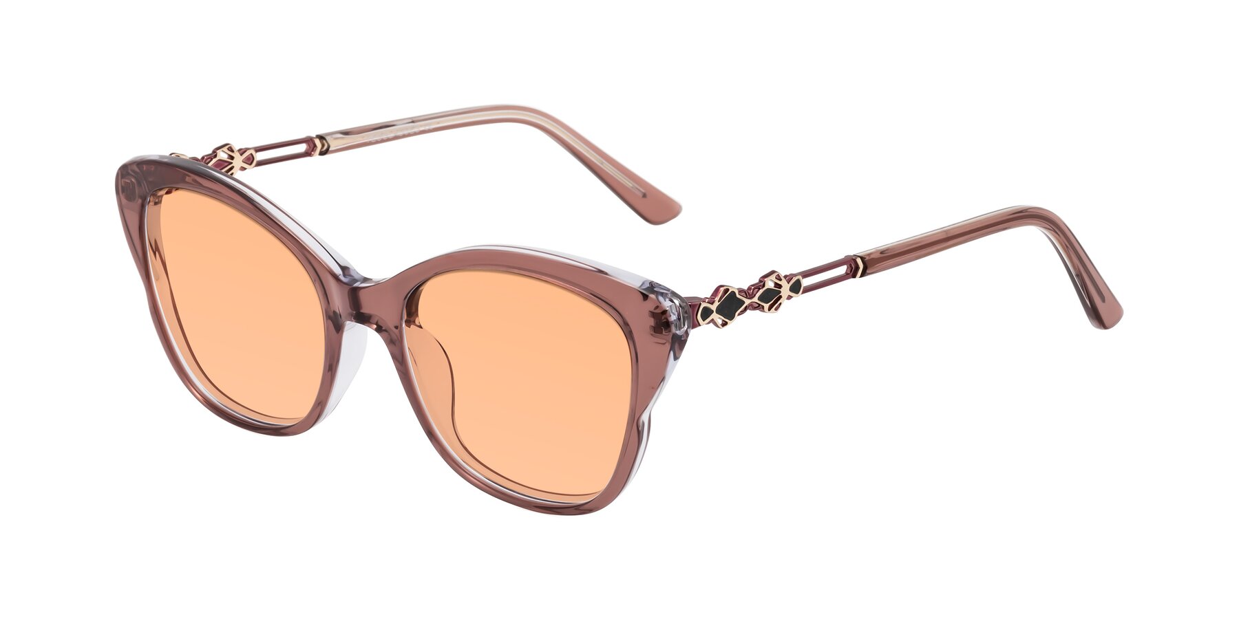 Angle of Azalea in Mauve Taupe with Light Orange Tinted Lenses