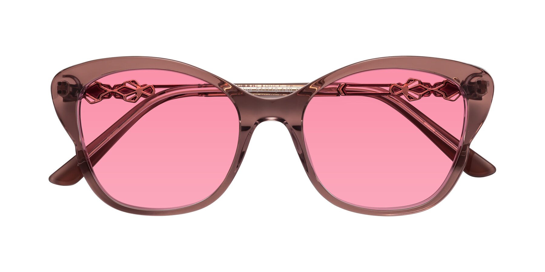 Folded Front of Azalea in Mauve Taupe with Pink Tinted Lenses