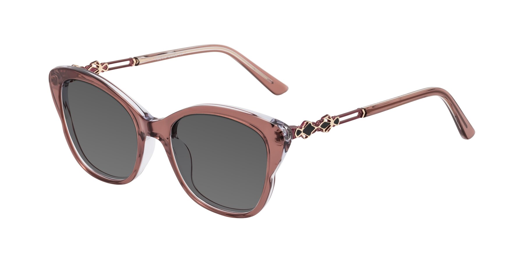 Angle of Azalea in Mauve Taupe with Medium Gray Tinted Lenses