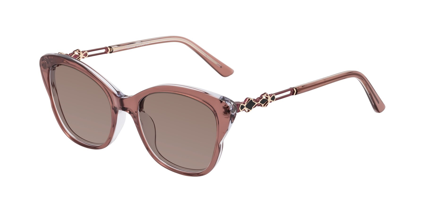 Angle of Azalea in Mauve Taupe with Medium Brown Tinted Lenses