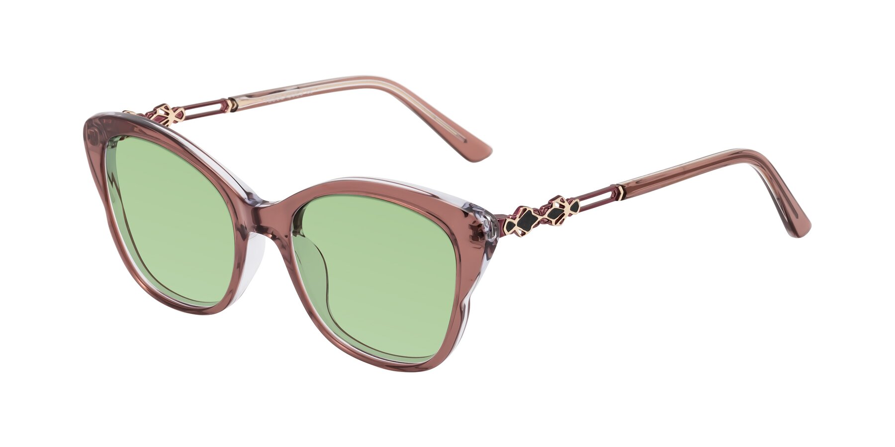 Angle of Azalea in Mauve Taupe with Medium Green Tinted Lenses