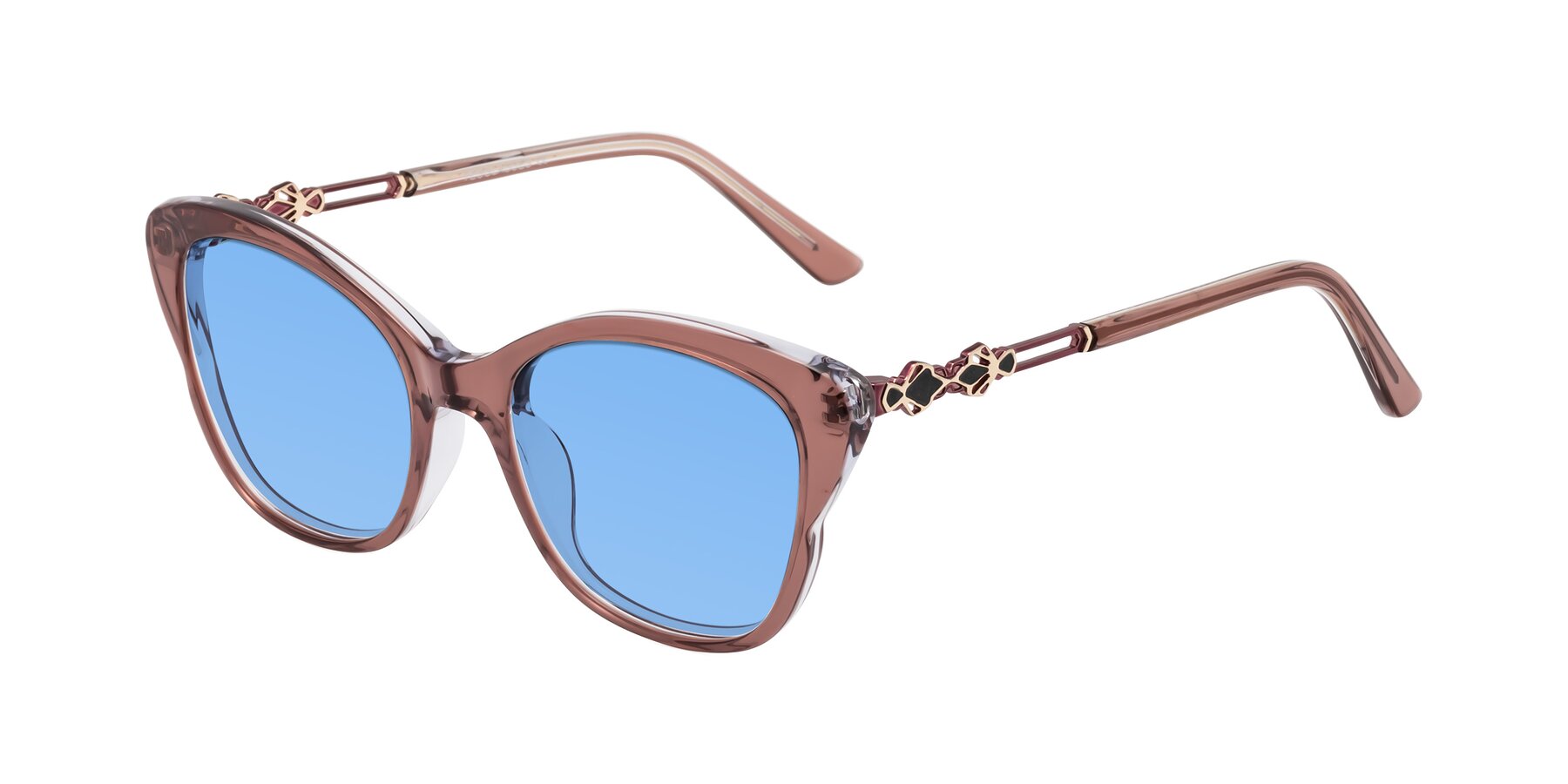 Angle of Azalea in Mauve Taupe with Medium Blue Tinted Lenses