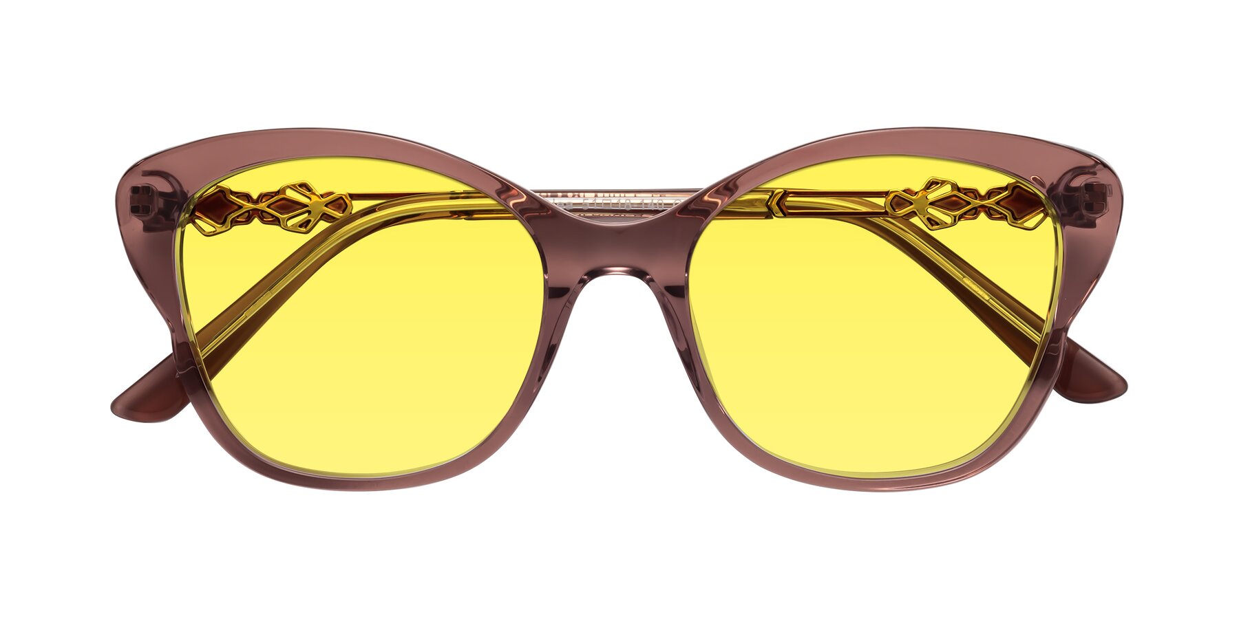 Folded Front of Azalea in Mauve Taupe with Medium Yellow Tinted Lenses