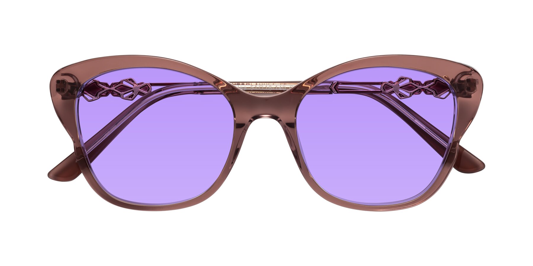 Folded Front of Azalea in Mauve Taupe with Medium Purple Tinted Lenses