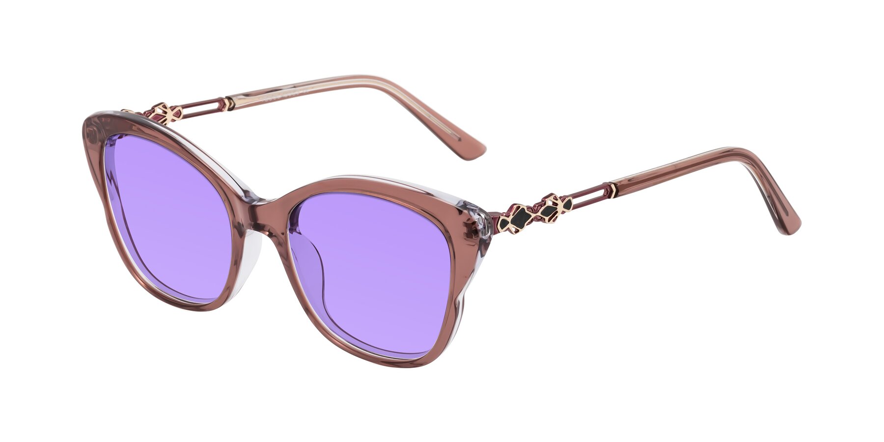 Angle of Azalea in Mauve Taupe with Medium Purple Tinted Lenses