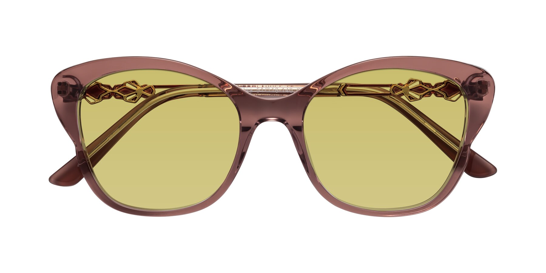 Folded Front of Azalea in Mauve Taupe with Medium Champagne Tinted Lenses