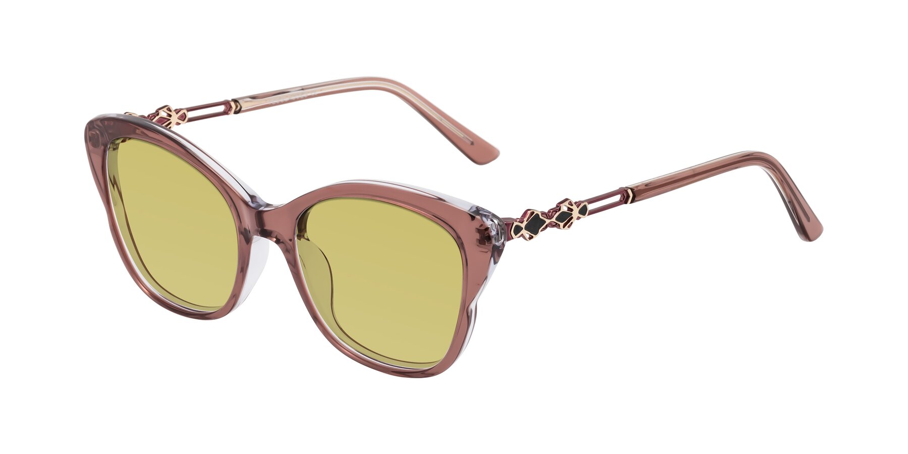 Angle of Azalea in Mauve Taupe with Medium Champagne Tinted Lenses