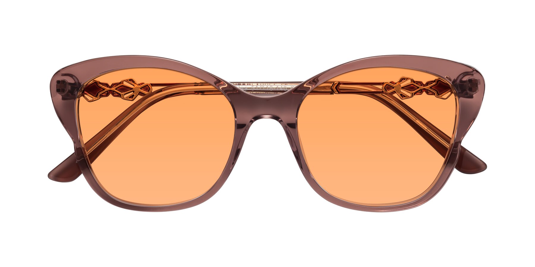 Folded Front of Azalea in Mauve Taupe with Medium Orange Tinted Lenses