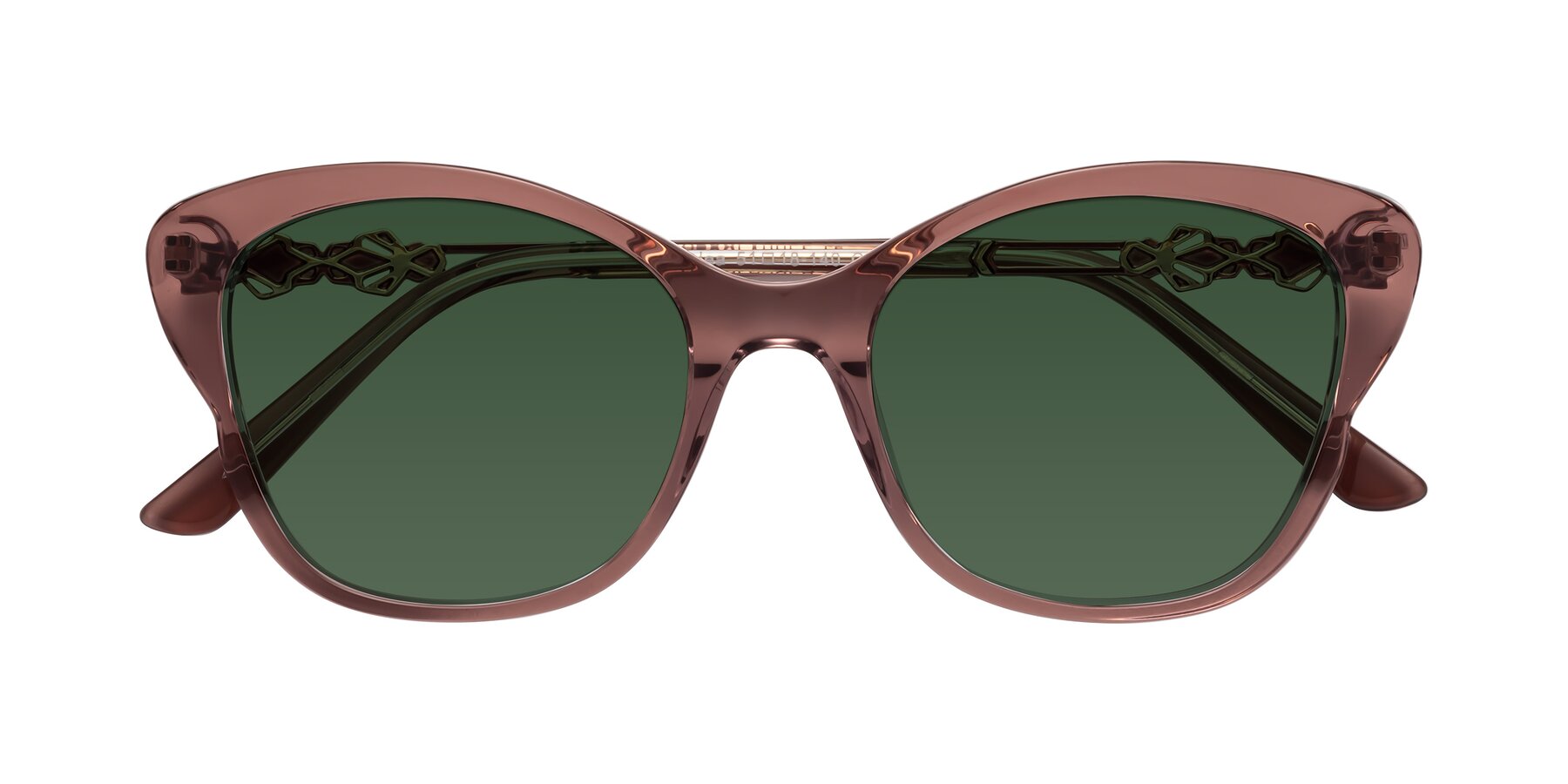 Folded Front of Azalea in Mauve Taupe with Green Tinted Lenses