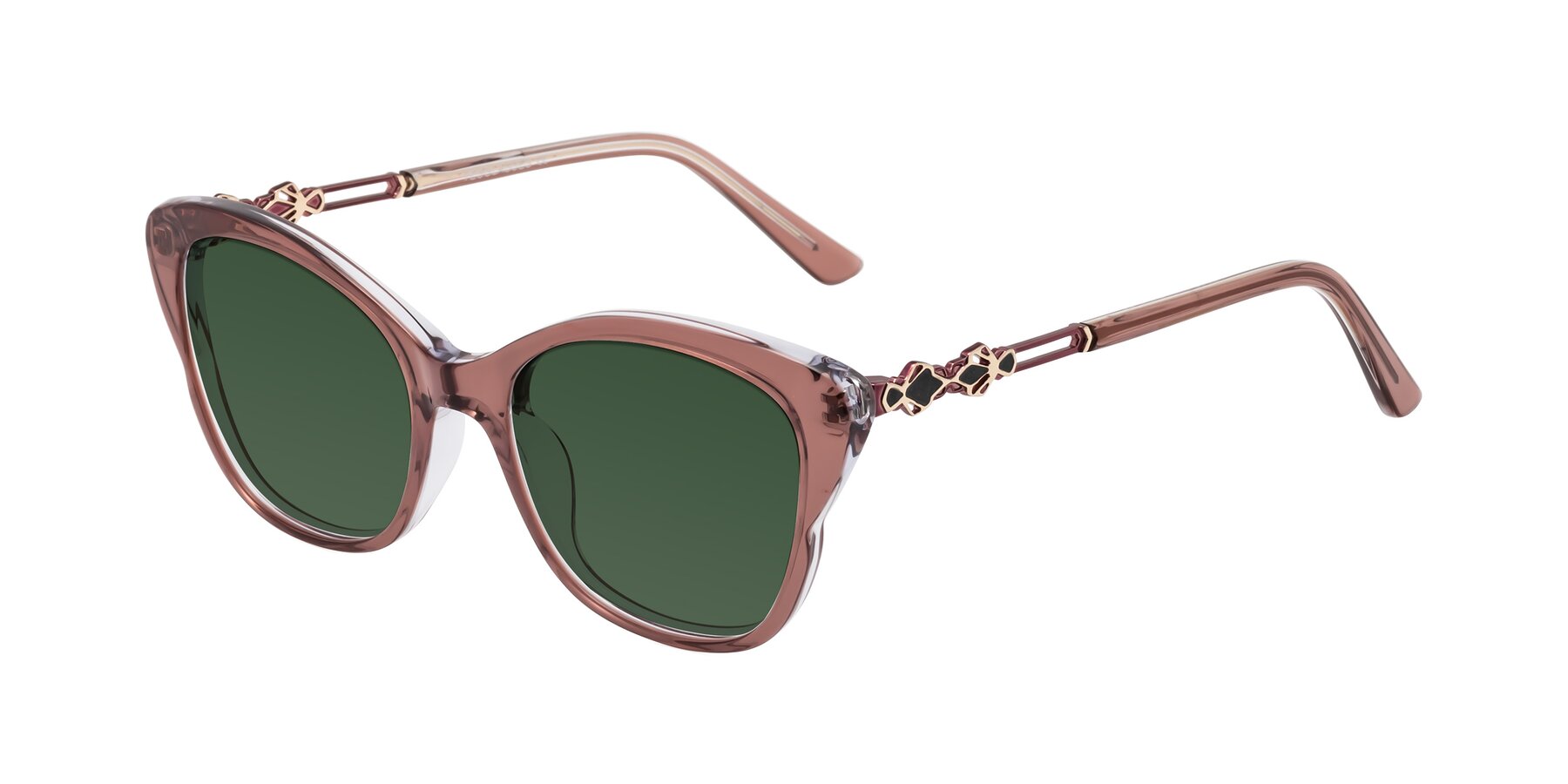 Angle of Azalea in Mauve Taupe with Green Tinted Lenses