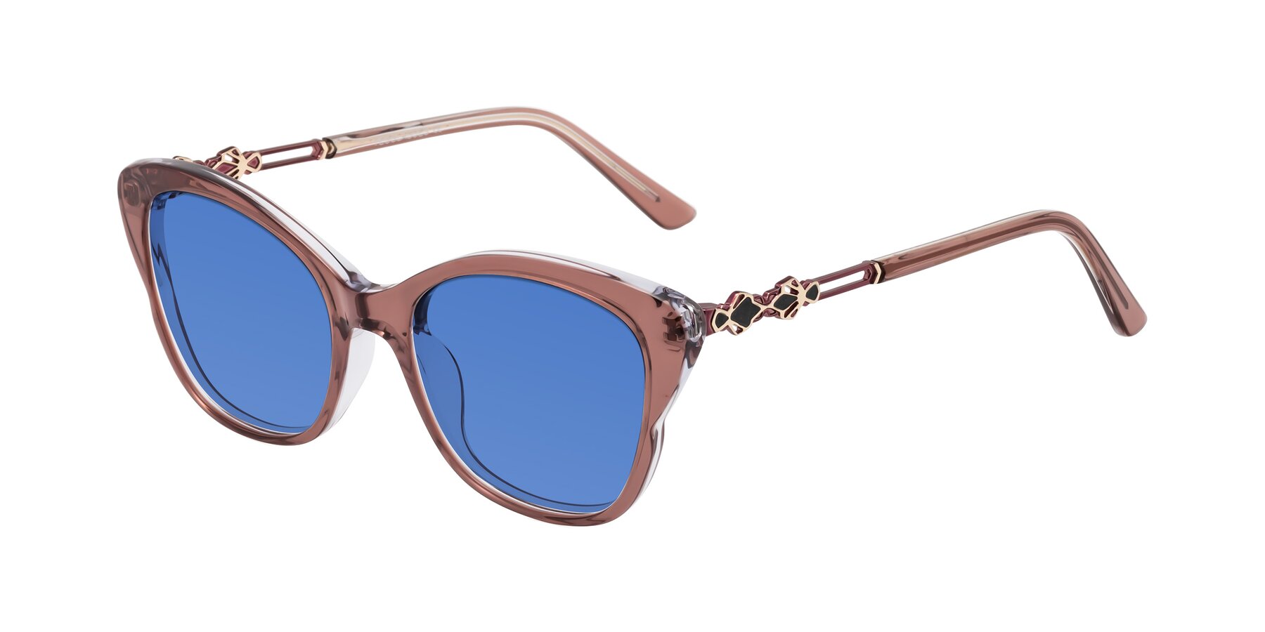 Angle of Azalea in Mauve Taupe with Blue Tinted Lenses