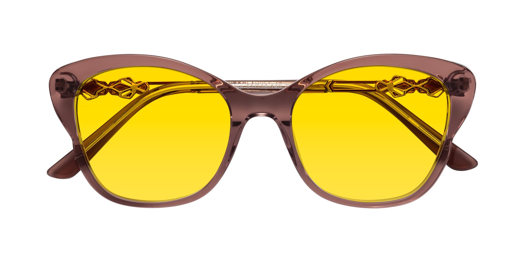 Folded Front of Azalea in Mauve Taupe with Yellow Tinted Lenses