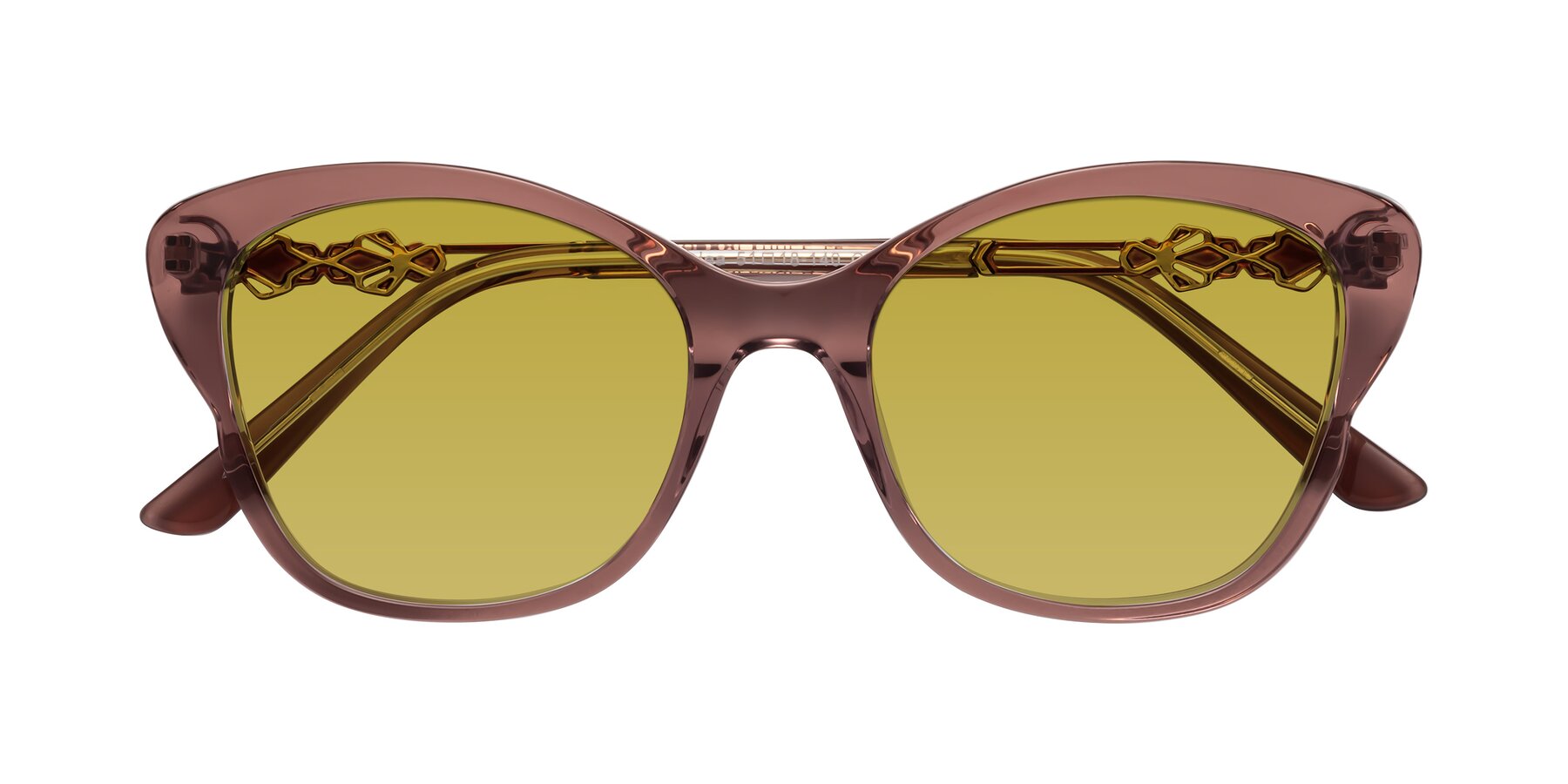 Folded Front of Azalea in Mauve Taupe with Champagne Tinted Lenses