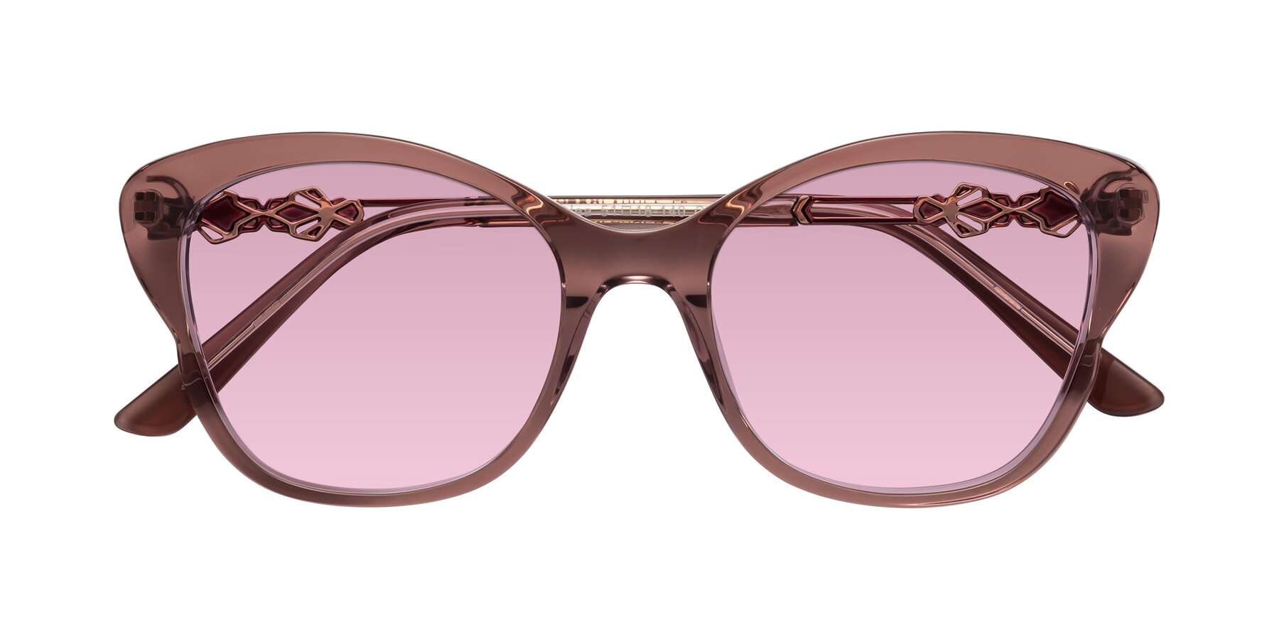 Folded Front of Azalea in Mauve Taupe with Light Wine Tinted Lenses