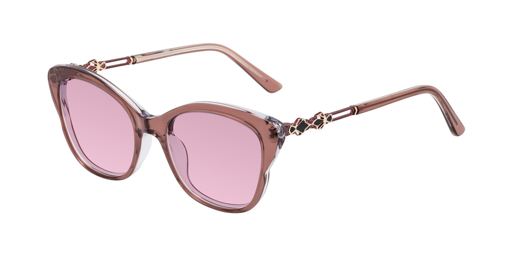 Angle of Azalea in Mauve Taupe with Light Wine Tinted Lenses