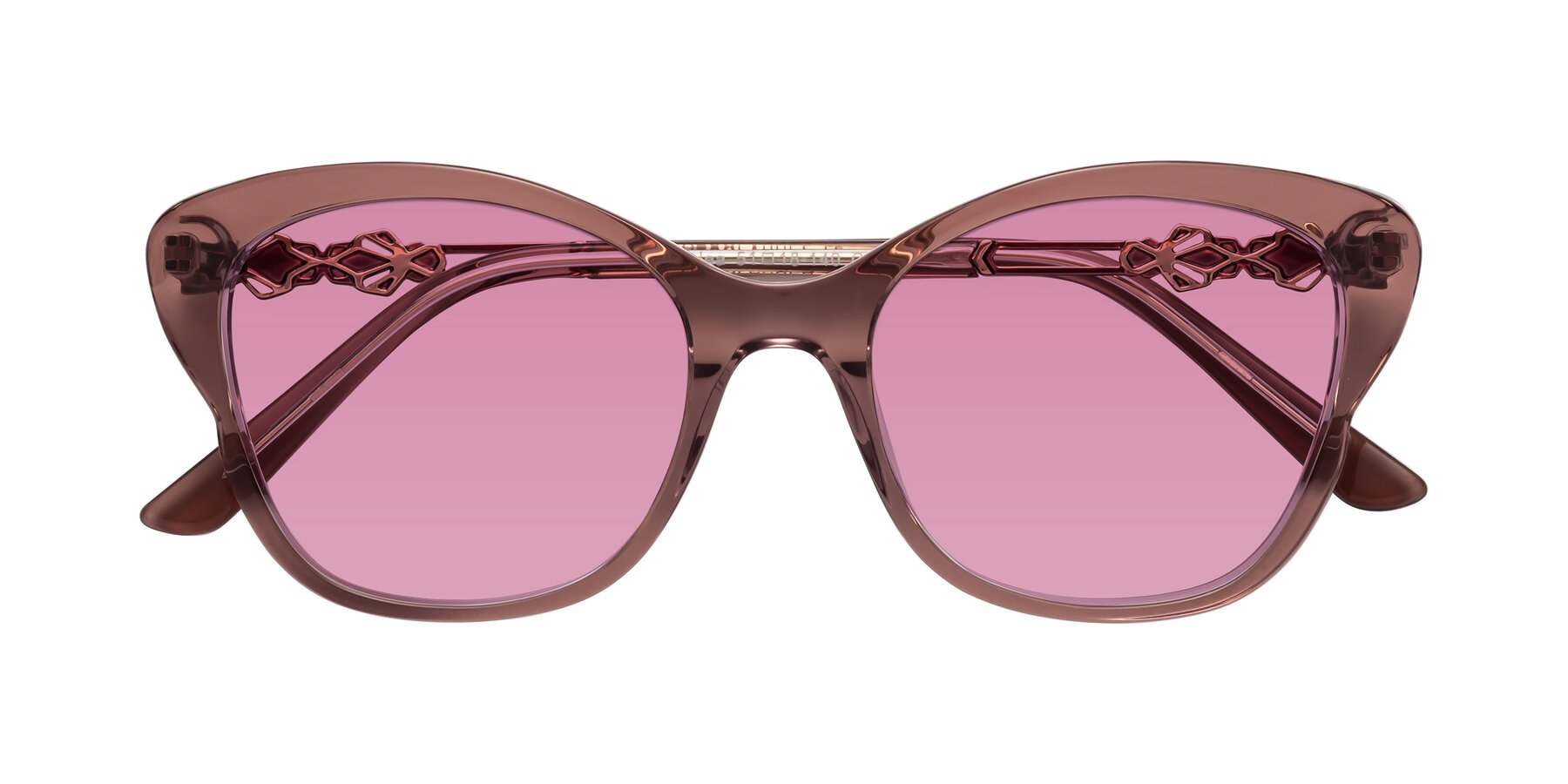 Folded Front of Azalea in Mauve Taupe with Medium Wine Tinted Lenses