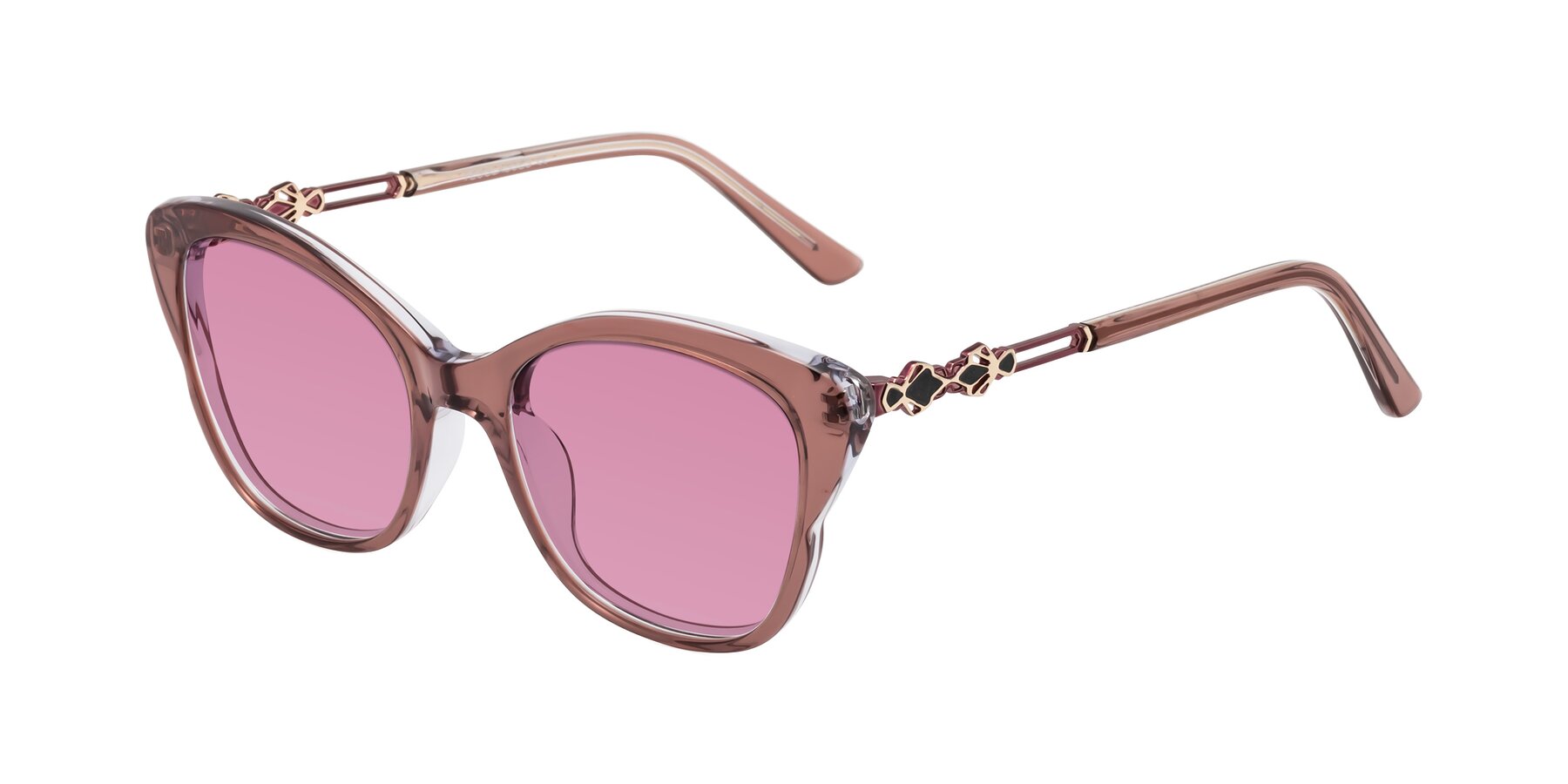 Angle of Azalea in Mauve Taupe with Medium Wine Tinted Lenses