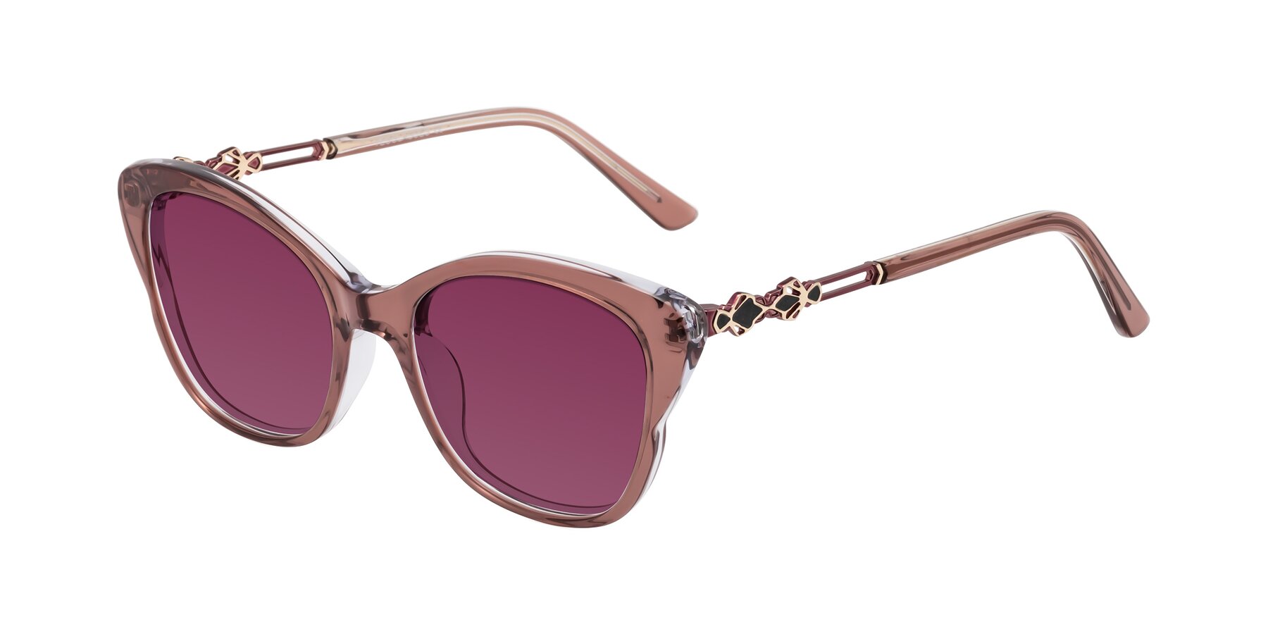 Angle of Azalea in Mauve Taupe with Wine Tinted Lenses